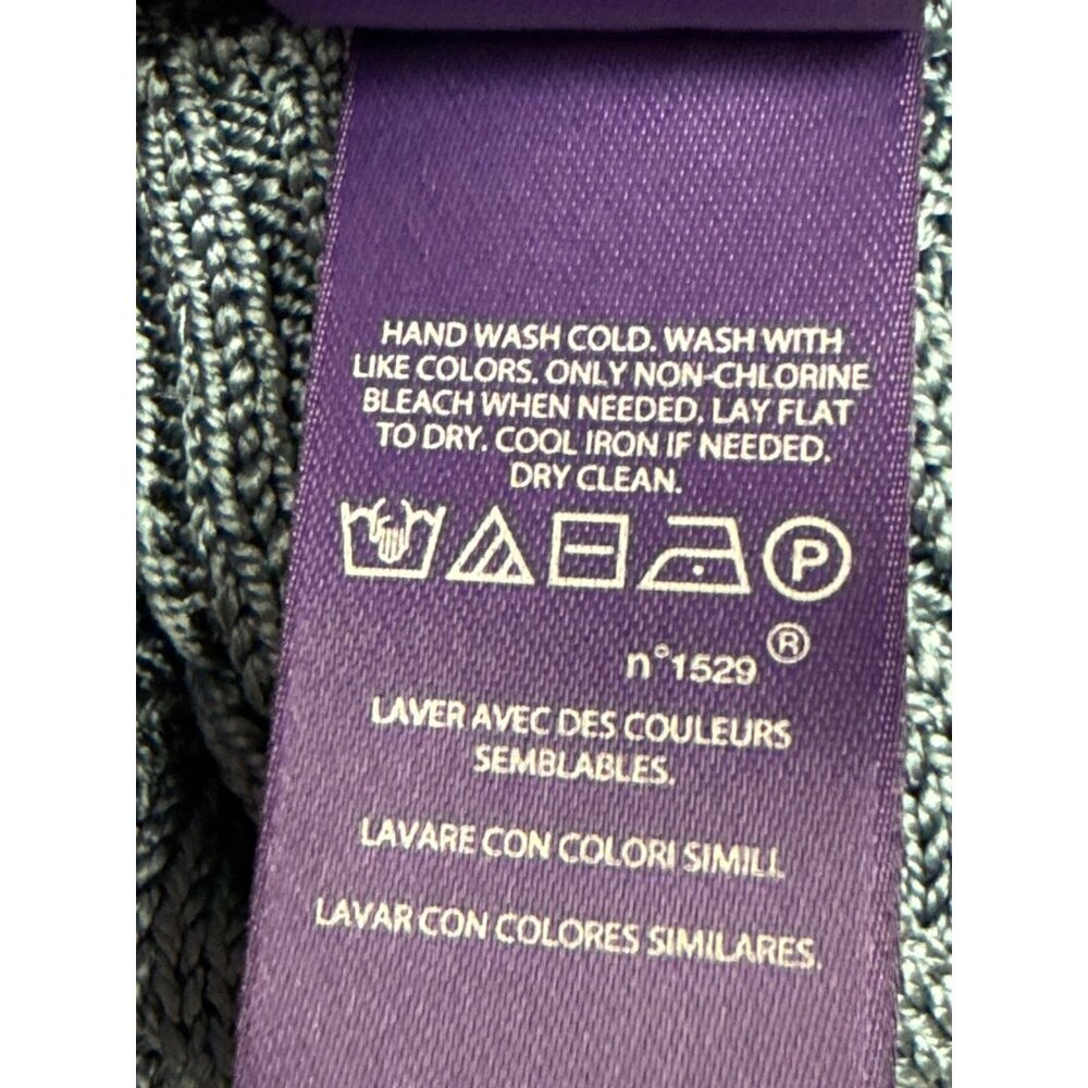 Ralph Lauren Collection Women's Sweater 100% Silk Cableknit Purple Label Blue XL - Picture 10 of 11